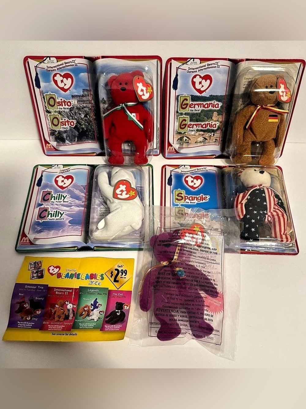 Vintage 2000 McDonald's Ty Teenie Beanie Babies Collection (Lot of 5) New in Pkg